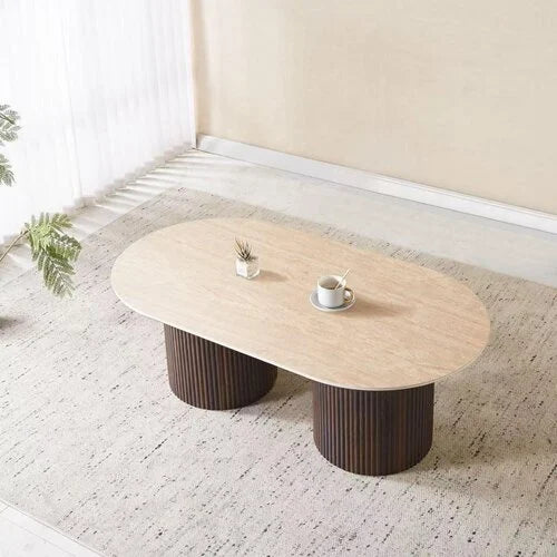 Table basse Kimberly en travertin – 130 cm
