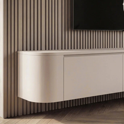 Meuble TV Japandi arrondi – Design aux côtés incurvés