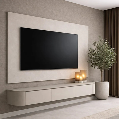 Meuble TV Japandi arrondi – Design aux côtés incurvés