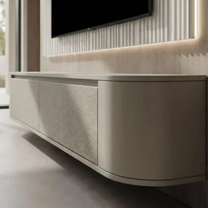 Meuble TV Japandi arrondi – Design aux côtés incurvés