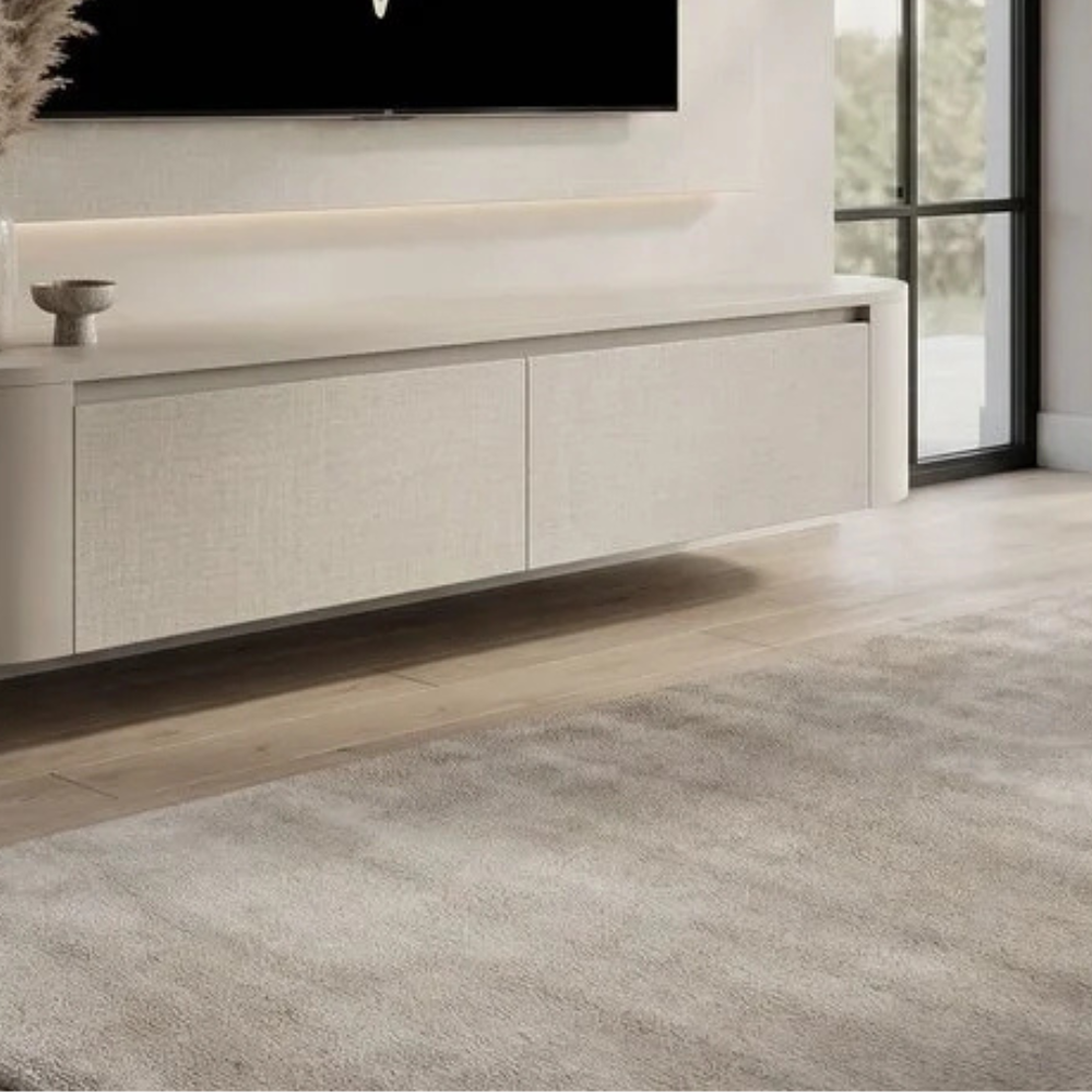 Meuble TV Japandi arrondi – Design aux côtés incurvés