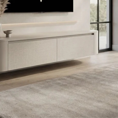 Meuble TV Japandi arrondi – Design aux côtés incurvés