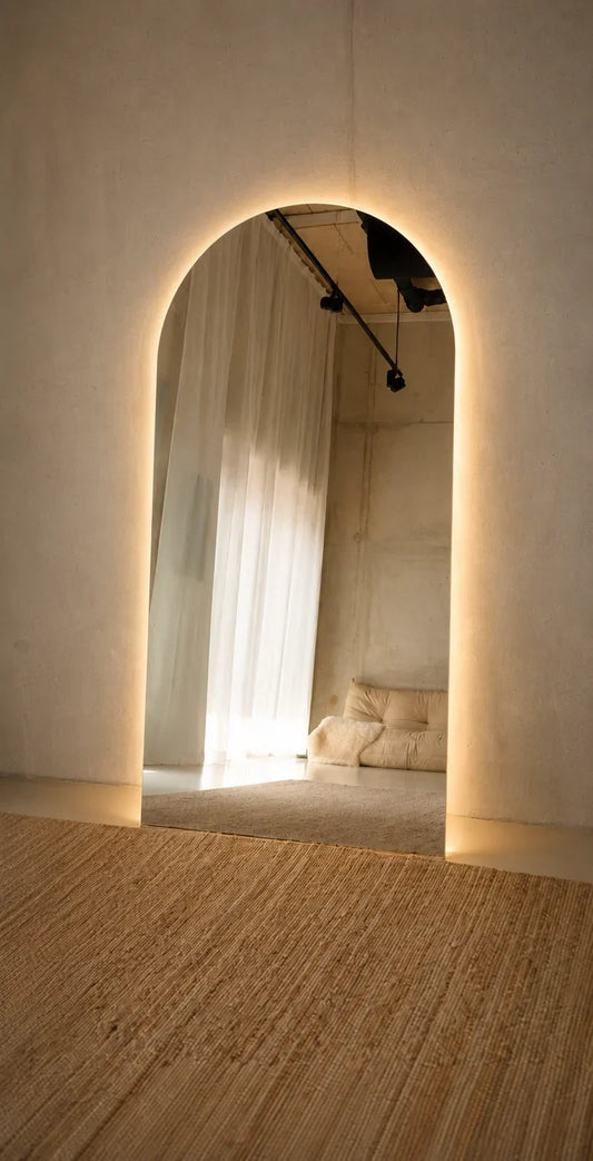 Miroir pleine longueur arqué Luna avec éclairage LED – 200 × 100 cm