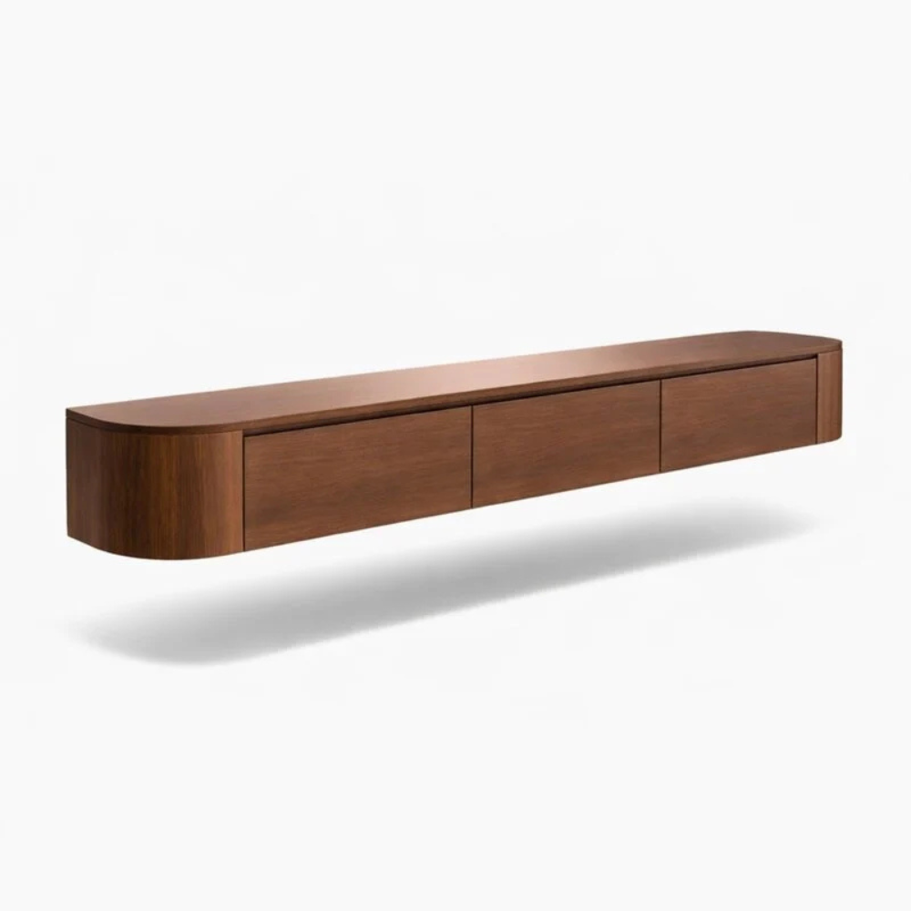 Meuble TV Japandi arrondi – Design aux côtés incurvés