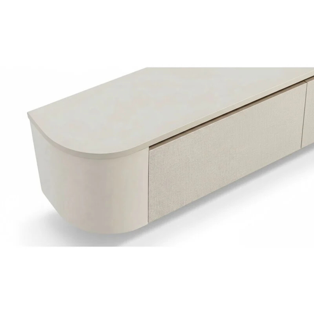 Meuble TV Japandi arrondi – Design aux côtés incurvés