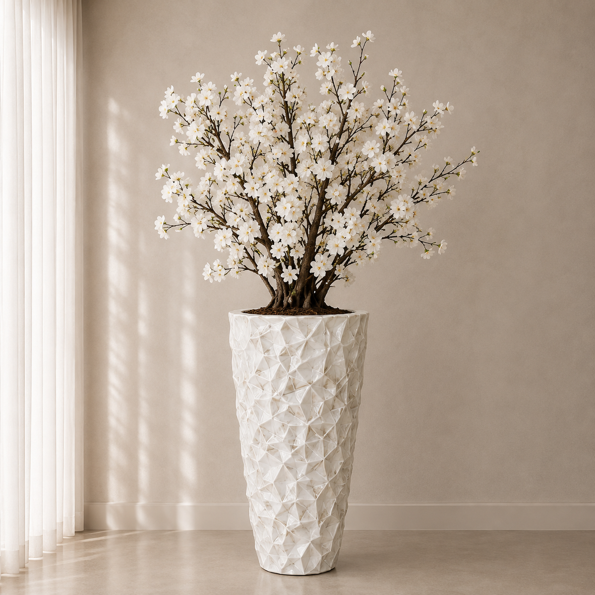 Vase coquillage artisanal avec branches décoratives incluses – Édition limitée