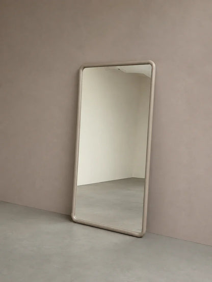 Miroir rectangulaire pleine longueur Mia – Bois de style Japandi – Taupe – 200 × 100 cm